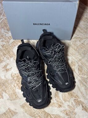 Balenciaga Black Men's Track Sneakers with Reflective Laces